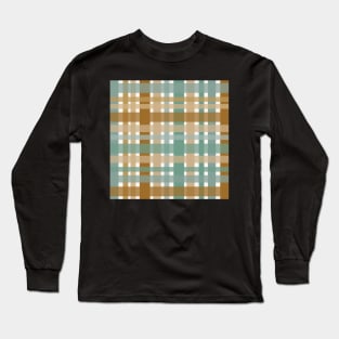 Modern tartan plaid in tones of sage blue green and caramel Long Sleeve T-Shirt